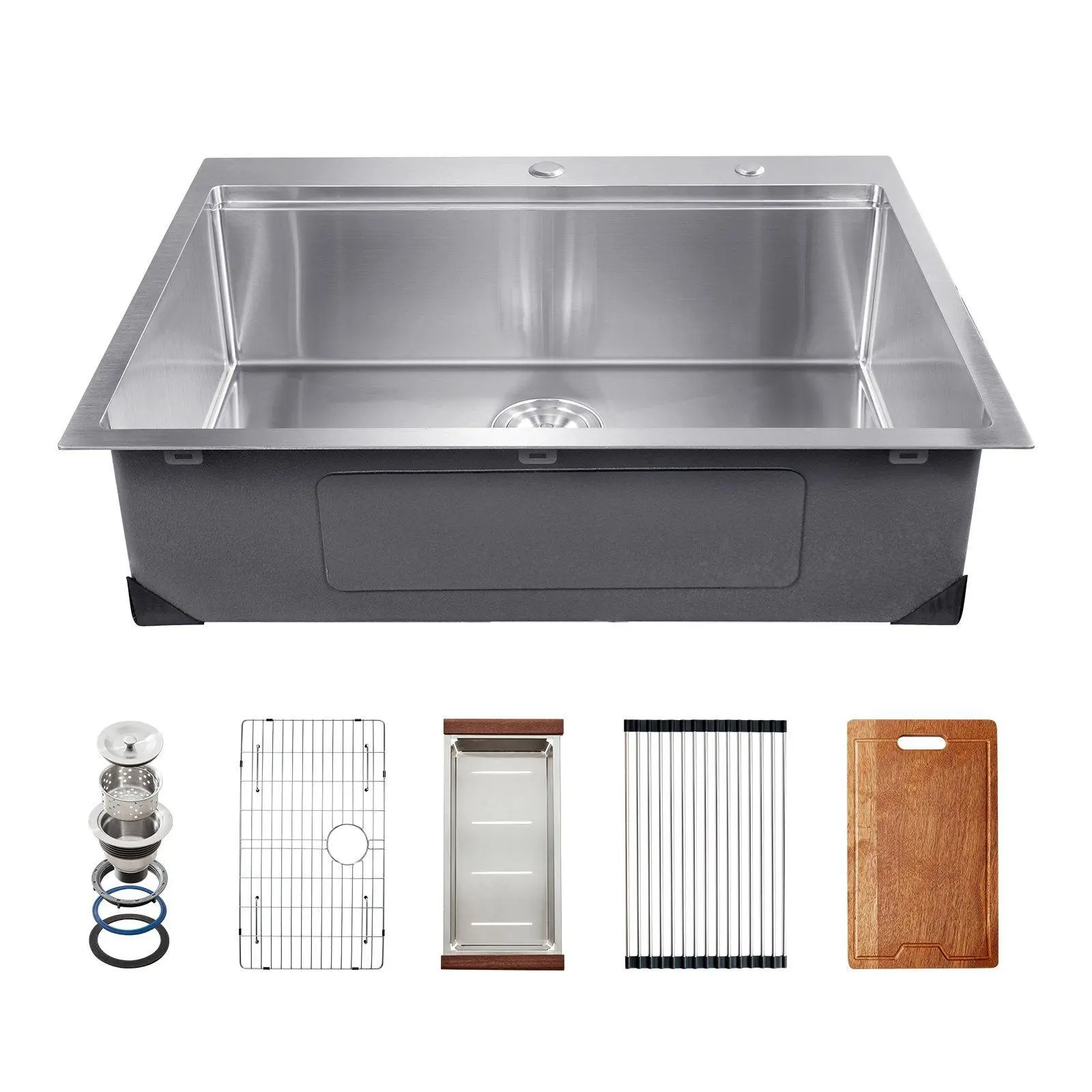 【Summerfinds】30" Kitchen Sink Top Mount Single Bowl Drop-In Basin Stainless Steel Bar
