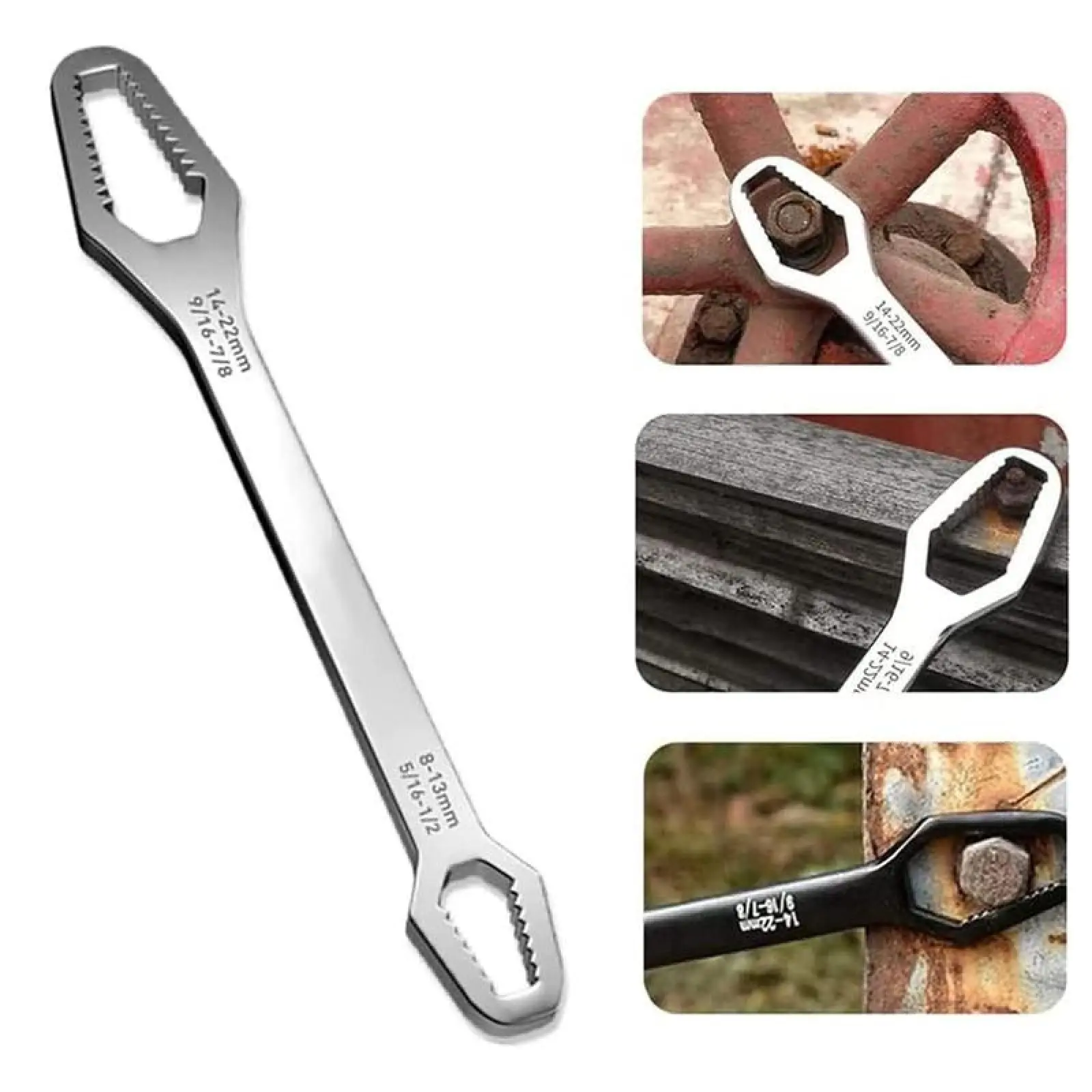 Universal Car Torx Wrench,8-22mm Self-tightening Wrench,Double-head Torx Spanner,Non-Slip Multi-function Wrench for Most Nuts & Bolts Repair,Professional Car Assembly & Disassembly Tool.