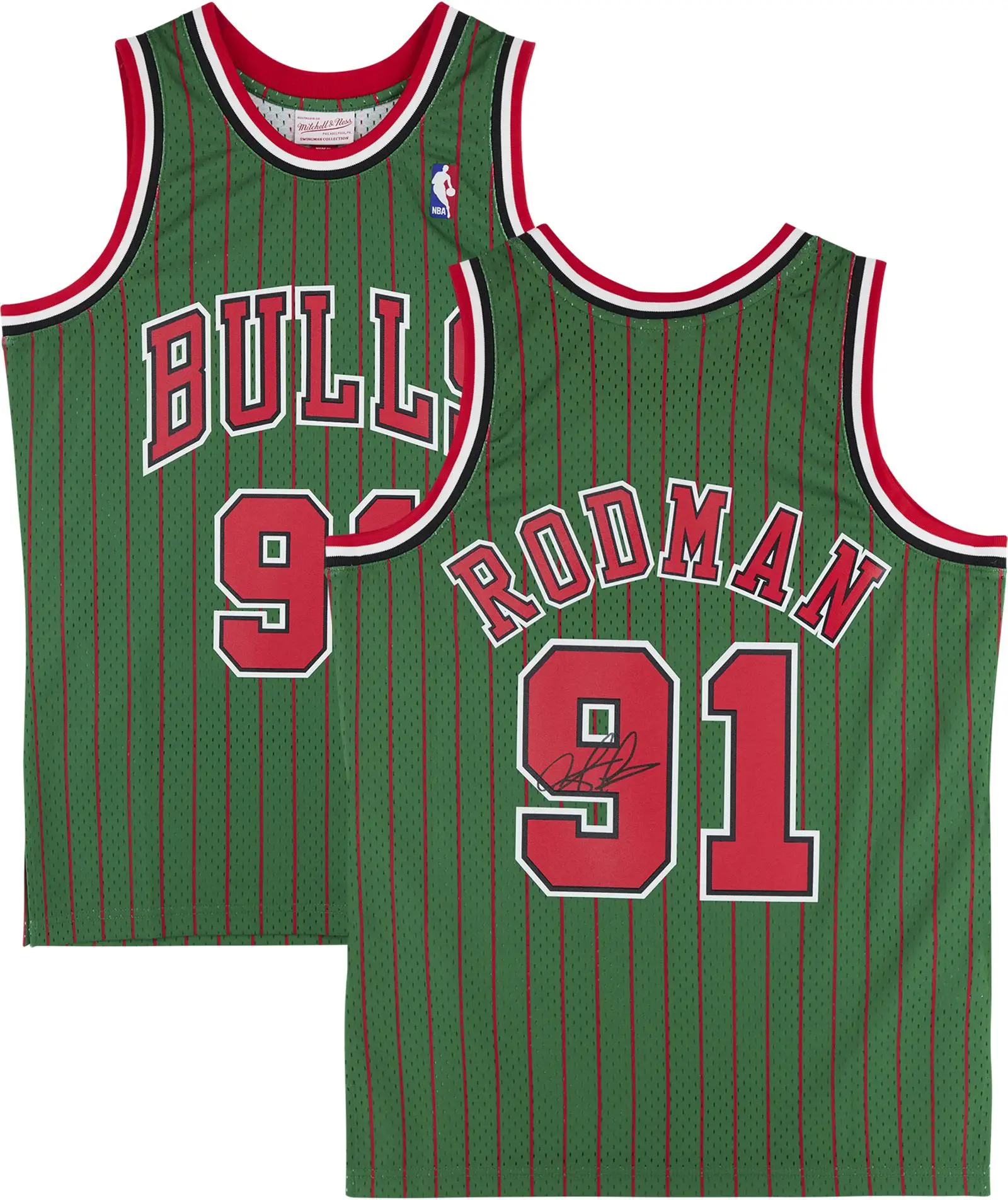 Dennis Rodman Chicago Bulls Autographed Green 1995 Mitchell & Ness Authentic Jersey - Fanatics Authentic Certified