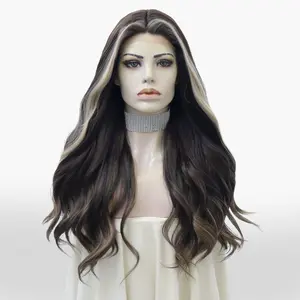 IMstyle Hershey Kiss Ombre Brown with Money Pieces Body Wave 26"  T part lace Synthetic Wig for Daily Wear