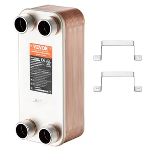 VEVOR Heat Exchanger, 5"x 12" 30 Plates Brazed Plate Heat Exchanger, Copper/316L Stainless Steel Water To Water Heat Exchanger For Floor Heating, Water Heating, Snow Melting, Beer Cooling