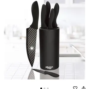 7-Piece Diamond Nonstick Blade Cutlery Set with Universal Knife Block - High Carbon Stainless Steel with Ergonomic Handle - Ultra Sharp for Home Kitchen and Restaurant, black