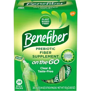 Benefiber On the Go Prebiotic Fiber Supplement Powder for Digestive Health, Daily Fiber, Unflavored - 28 Sticks (3.92 Ounces)
