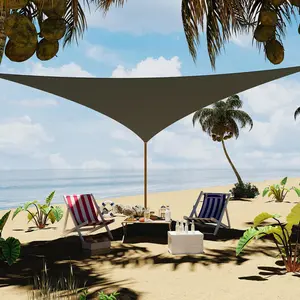 Sun Shade Sail 16'X16'X16' Triangle, Shade Cloth Canopy & Sunshade for Patio - UV Block Outdoor Shade Sail for Backyard, Deck, Garden, Yard , Gray