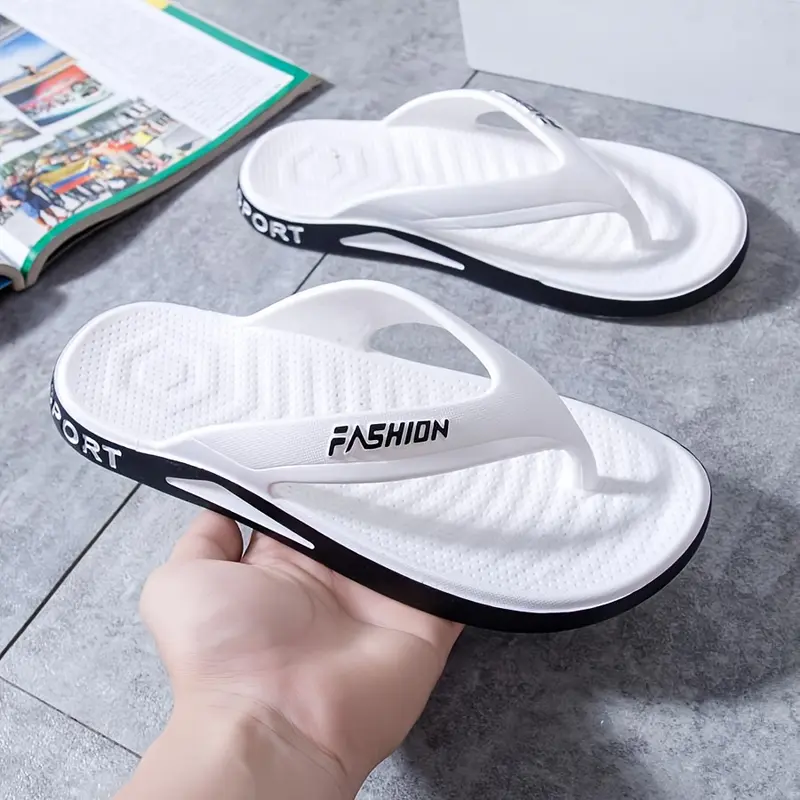Unisex Ultra-Soft Non-Slip Flip-Flops |   Thick Cushioned EVA Sole Indoor/Outdoor Beach Pool Shoes - White/Black Unisex Comfort Travel Vacation Flip Flops
