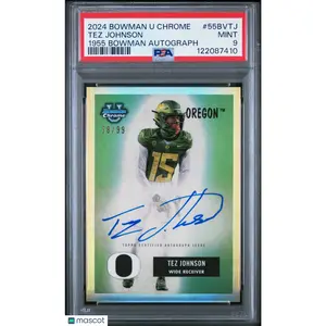 2024 Bowman University Chrome 1955 Bowman Auto Tez Johnson #55BVTJ 58/99 PSA 9