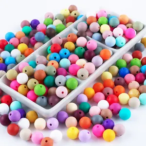 150pcs 15mm Random Colorful Silicone Round Beads for DIY Jewelry Making and Craft Projects