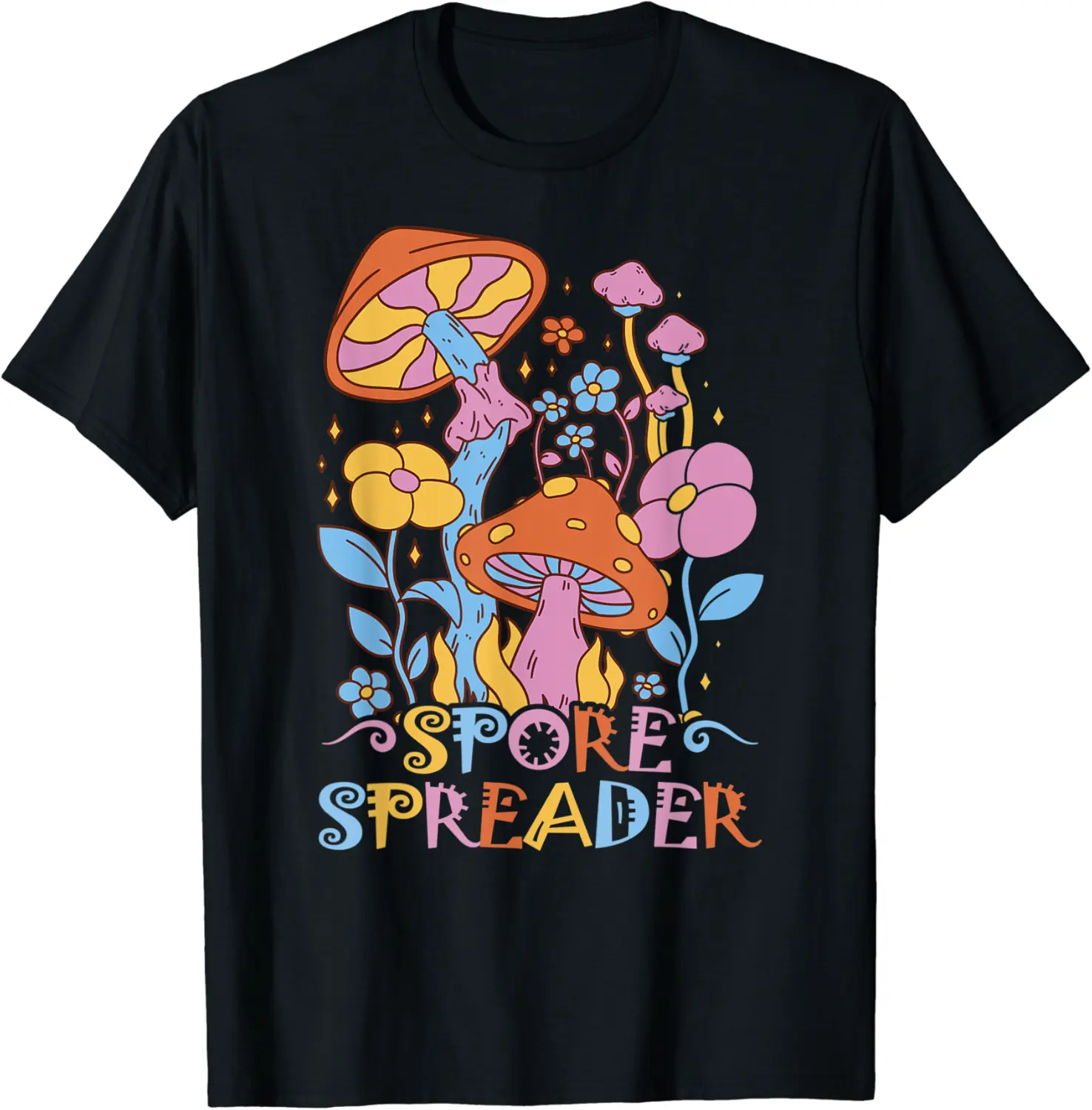 Mushroom spore spreader - mycology and colourful magical mushrooms T-Shirt - Viqarfaroo Shop 98B09ZQ5C48W
