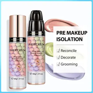 Mercilen Three-Color Rainbow Primer Cream 40g X 2 Bottles, Uniform Skin Tone Makeup Base, Beauty Cream for Flawless Look, Hydrating Primer