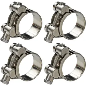 T-Bolt Hose Clamp,23-25mm OD Range 304 Stainless Steel Pipe Strap Clamp, Adjustable Heavy Duty Tube Clamp (4Pack, 0.90" to 0.98")