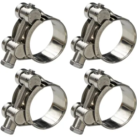 T-Bolt Hose Clamp,23-25mm OD Range 304 Stainless Steel Pipe Strap Clamp, Adjustable Heavy Duty Tube Clamp (4Pack, 0.90" to 0.98")