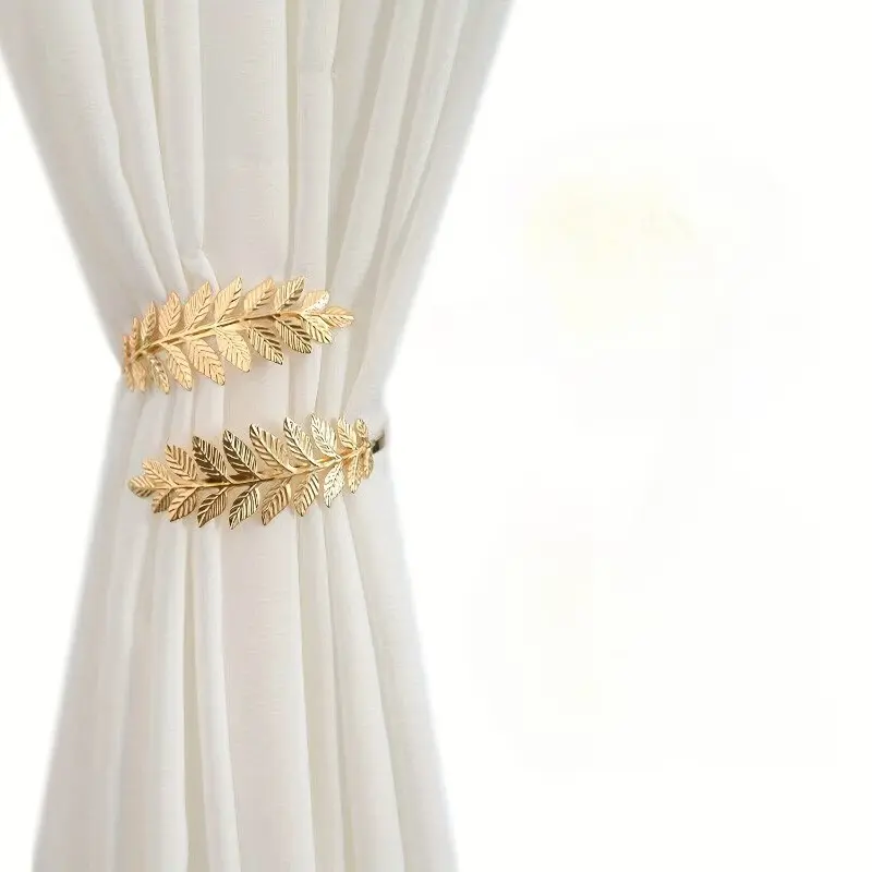 Elegant Metal Leaf Curtain Clips, Decorative Curtain Bands for Living Room, Bedroom, Office, Home Decoration, 1 Piece/2 Pieces