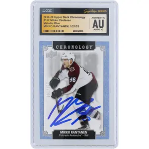 Mikko Rantanen Colorado Avalanche Autographed 2019-20 Upper Deck Chronology Metallic Blue #162 #/122 CGC Fanatics Witnessed Authenticated Auto10 Card - Fanatics Authentic Certified