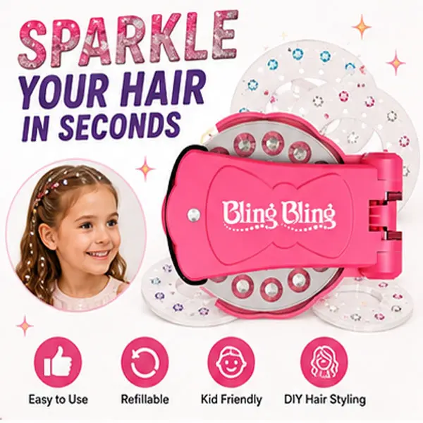 Hair Rhinestone Applicator Kit for Girls, Refillable Hair Gem Stamper with Colorful Gems, DIY Hair Styling Accessory for Parties, Birthdays & Dress Up