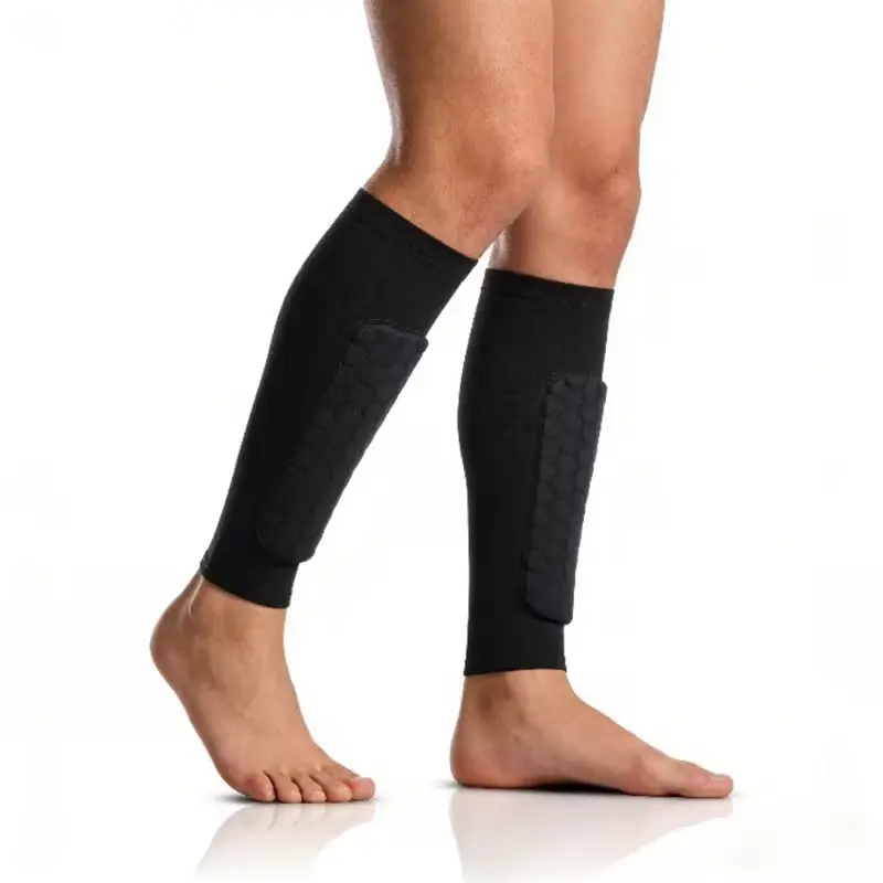 Men's Honeycomb-Padded Leg Protector Sleeves (Pair) - Non-Slip Sports Protective Gear with 360° Shin Protection for Basketball, Youth Soccer, Mountain Biking