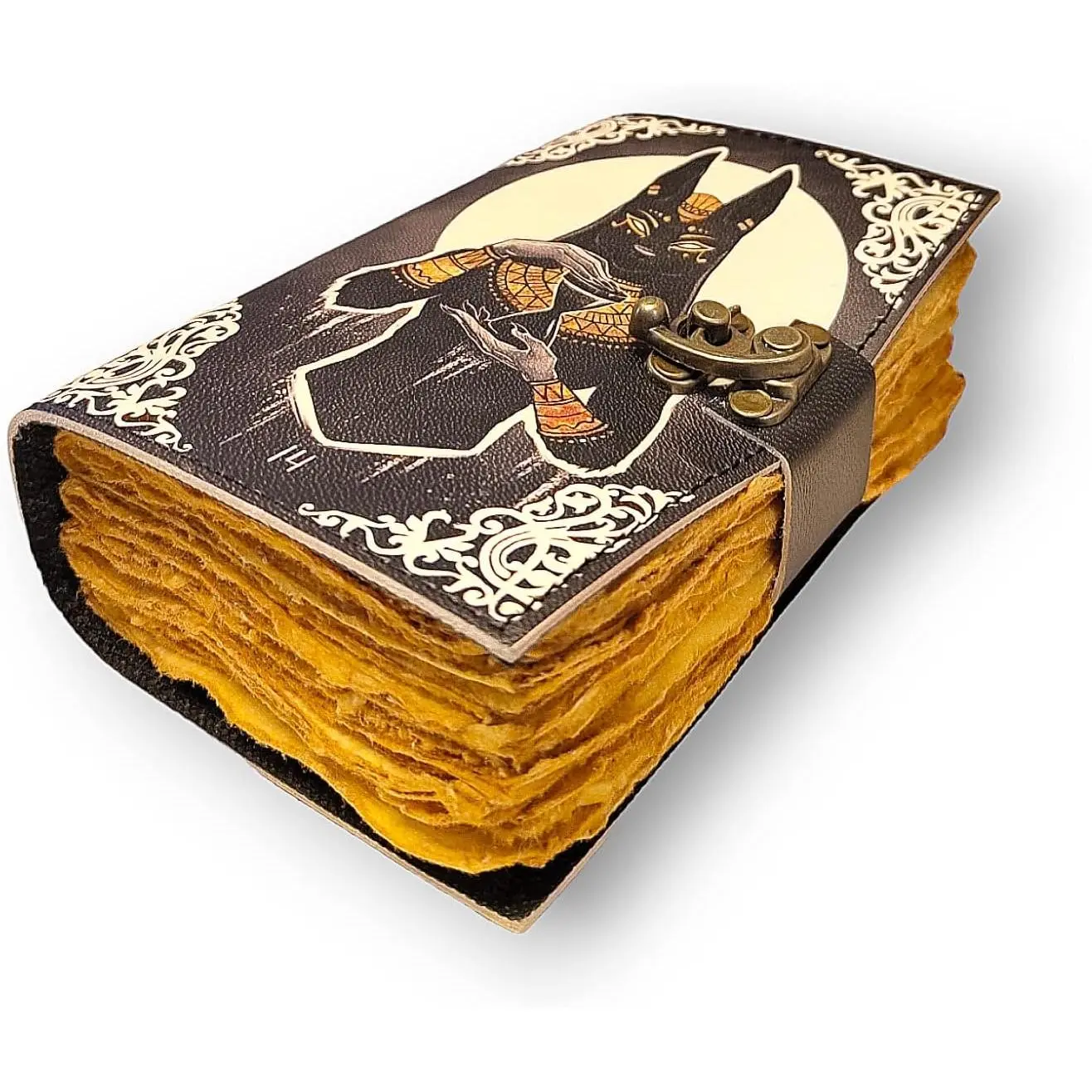 Grimoire journal - Egyptian  Goddess journal - Blank spell  - Book of Shadows leather journal - Leather Print Journal -  book of spells - grimoire wizard book - Christmas  for him &