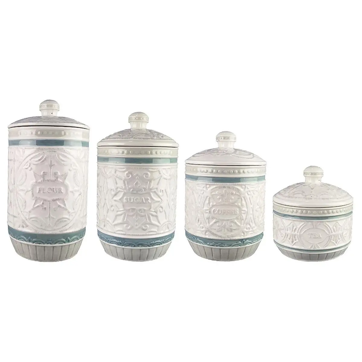 Young's Inc. Set of 4 Ceramic Casual Provincial Canisters Young's Inc. Set of 4 Ceramic Casual Provincial Canisters