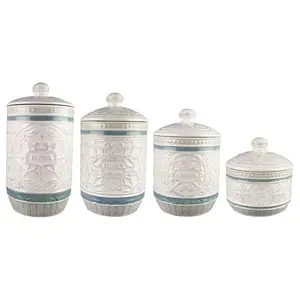 Young's Inc. Set of 4 Ceramic Casual Provincial Canisters
