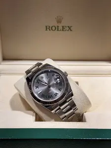 Rolex Datejust 41 mm Wimbledon Dial Oyster Bracelet Fluted Bezel Stainless Steel Watch
