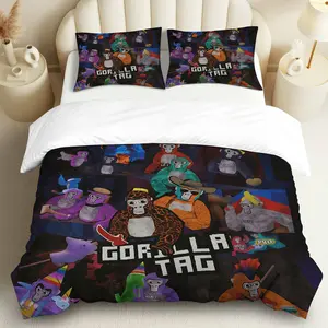 3PCS Duvet Cover Set, 1 Duvet+2 Pillowcases(Without filler), Gorilla  Fun Colorful Playful theme, Halloween bedding set, Animal Art Comforter Suitable for decoration Bedroom Dorm Room Game Room, Bed Sets Supplies