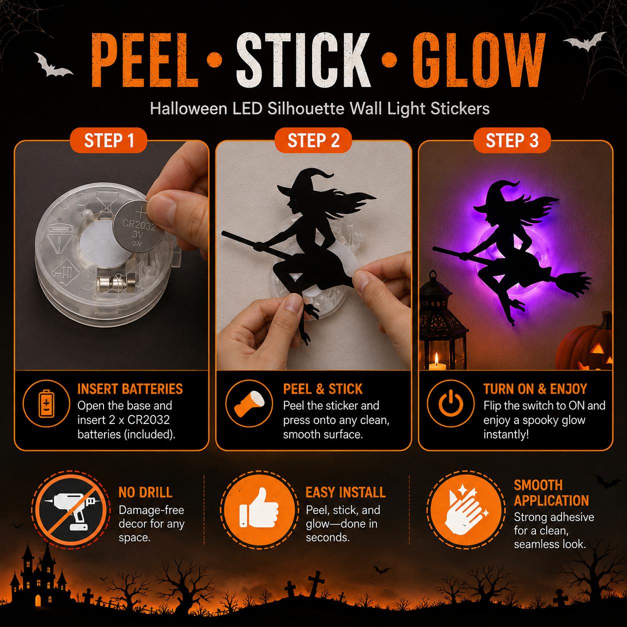Halloween LED silhouette character designs