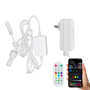 1 Set of Smart Eave Light Power Controller Kit Featuring a Power Supply, Smart TUAY App and Remote Control Dual-control Functionality, IP67 Waterproof Rating, Easy Installation, and Accessories for Controlling Outdoor Landscape Lighting.