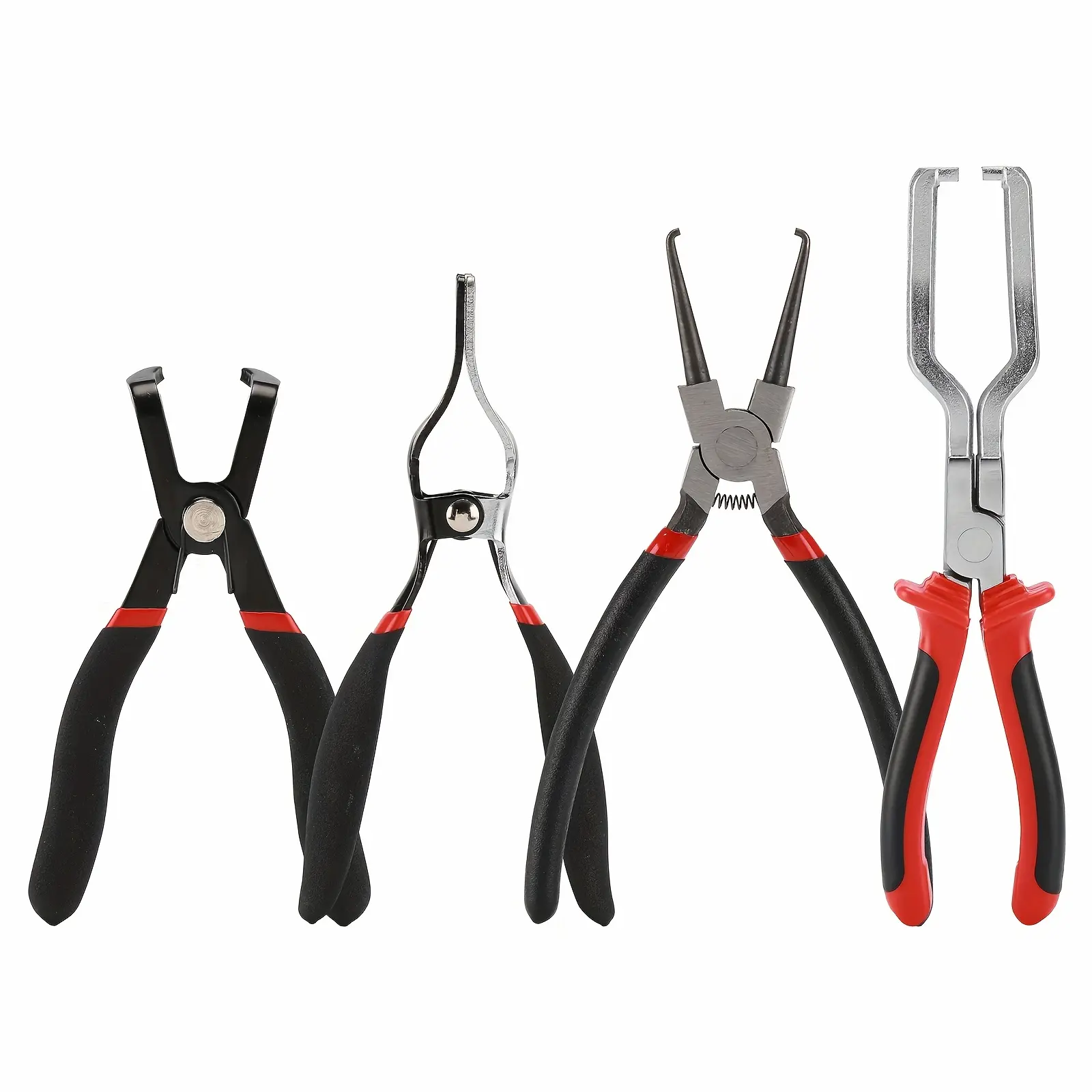 4pcs Fuel Line Pliers Set, 9 Inch Fuel Filter Calipers, Fuel Line Petrol Clip Pipe Pliers, 80 Degree Disconnect Pliers, Hose Remover Pliers Kit for Auto Maintenance