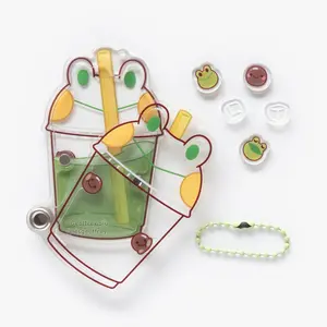 Matcha Latte Frog Fillable Shaker Keychain (3.375")