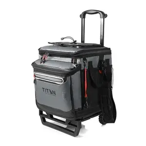 Titan by Arctic Zone Collapsible Wheeled Soft Sided Cooler with Detachable Rolling AT Cart, Insulated Bag with Leak Proof Lining, for Travel, Beach, Picnic, 60 Can Capacity