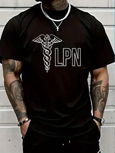100% Cotton LICENSED PRACTICAL NURSE LPN CADUCEUS HEALTH CARE NURSE T-Shirt Women's Men's Graphic Tee Crew Neck summer vacation Tops