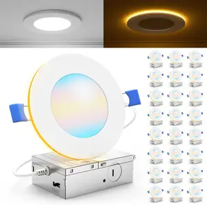 24 Pack 4 Inch LED Recessed Lights with Night Light, Slim Ceiling Lighting, 900 LM, 11W (110W Equiv), Selectable CCT 2700K/3000K/3500K/4000K/5000K, Dimmable, Canless with Junction Box ETL furne ture hallway porch patio ect tiktokshopblackfriday