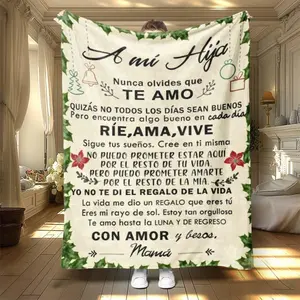Spanish Mommy Daughter Blessing Blanket, Thanksgiving Gift, Digital Print Flannel Throw, Soft Warm Office Living Room Bed Sofa Nap Air Conditioning Blanket,Mother's Day Gift, Birthday Gift, Gift For Her, Gift For Him
