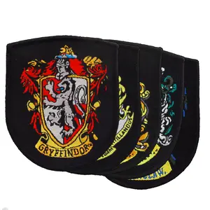 Harry Potter Gryffindor, Hufflepuff, Ravenclaw, Slytherin Iron-On Patches Set, Officially Licensed Fabric Appliques for Clothes & Accessories, DIY Hogwarts Fans Gift Ideas