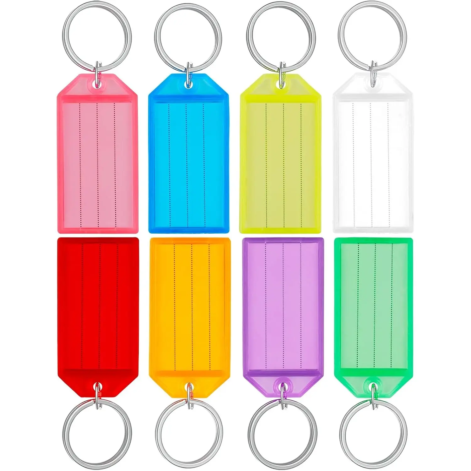 40 Pieces Key Tags 2 Inch Plastic Key Chain Tags with Ruled Blank Paper Labels Transparent Covers and Split Rings Sturdy Item Identifiers summerwins