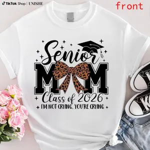 Class Of 2026 Senior Mom Trendy Tee – Leopard Bow Design for Graduate Moms