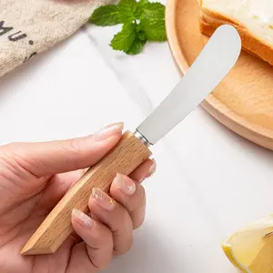 3pcs Bread Jam Knife Wooden Handle Butter Spreader Icing Knife Cream Scraper, Kitchen Utensils Set, Kitchenware, Ideal for Baking and Cooking