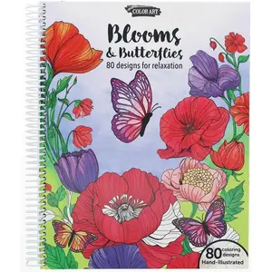 Blooms & Butterflies Adult Coloring Book – Relaxation & Stress Relief with Intricate Floral, Butterfly Nature Designs, Premium Single-Sided Pages, 80 Sheets