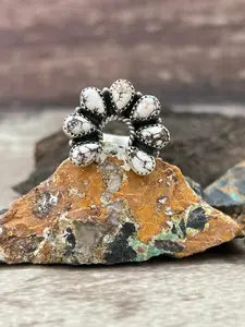 Handmade Sterling Silver Wild Horse Magnesite Adjustable Ring "Signed Nizhoni"