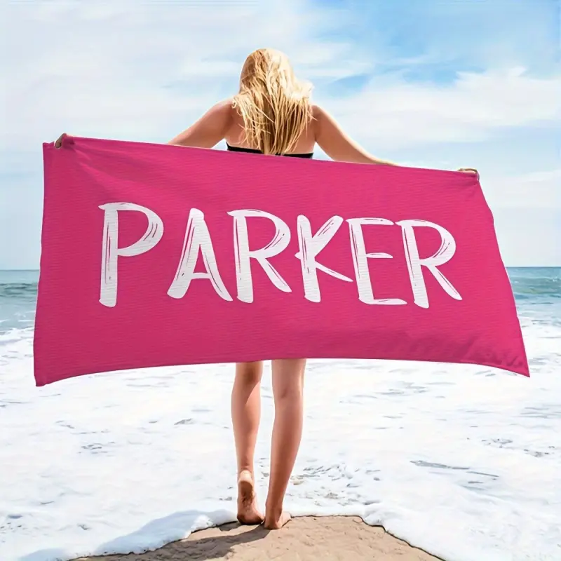 Personalized Coastal Beach Towel - 1 Bubblegum Color, 250gsm Polyester-Microfiber Blend, 1 Size Plain Modern Unisex Italian-Inspired Rectangular Towel, Customizable Name, Comfortable Touch, Enhancing User Experience, for Beach/Pool, Ideal Gift, One Size,