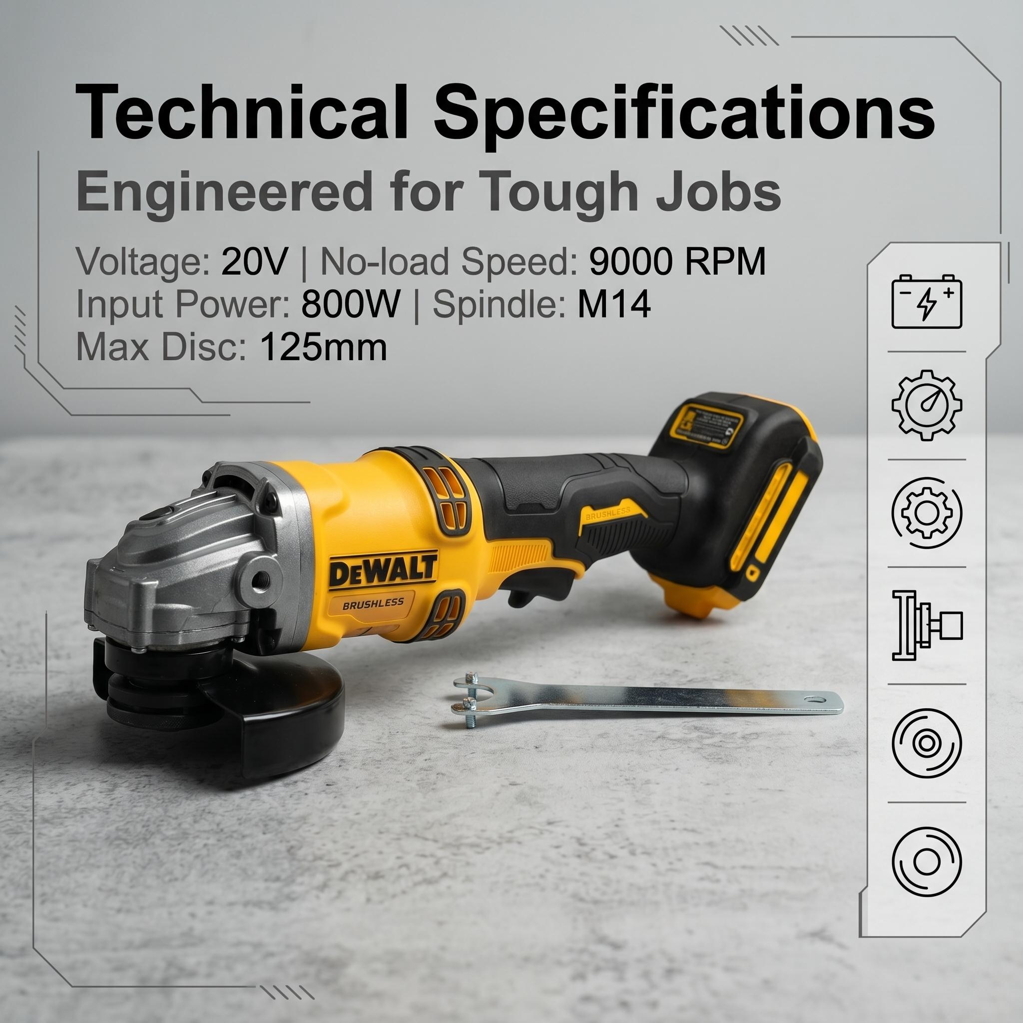 Dewalt DCG405 20V 9000Rpm 125mm Grinder For Metal Fab professional grade