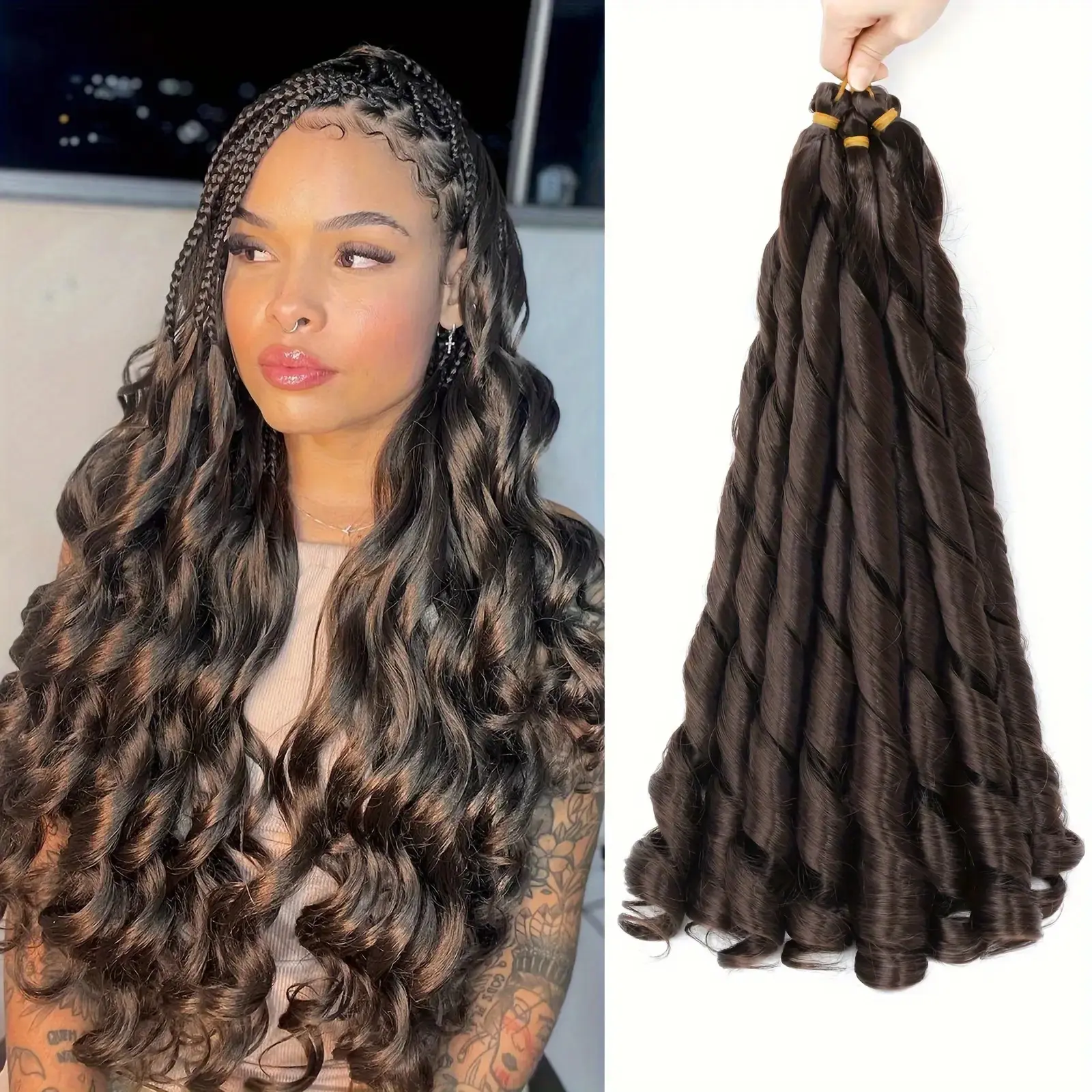 New-Long Black Braided Hair Extension New Soft Faux Locs Crochet Braids Hair 24 Inch Long  main image 2