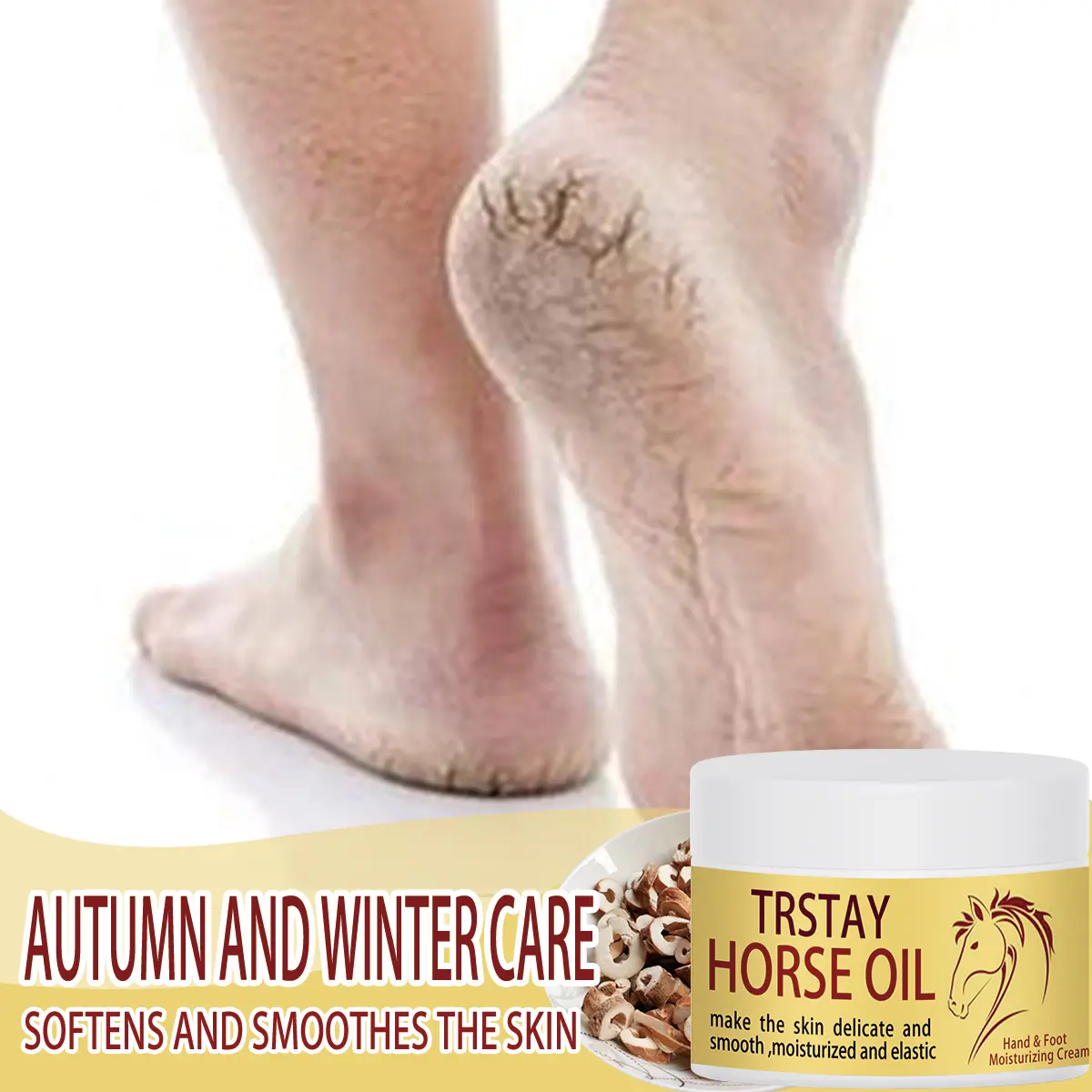 Moisturizing Horse Oil Foot Balm, 5g-100g Adjustable, Gentle Non-Greasy Fresh Care, Fast Absorption, Soothing Moisture, Prevents Cracking