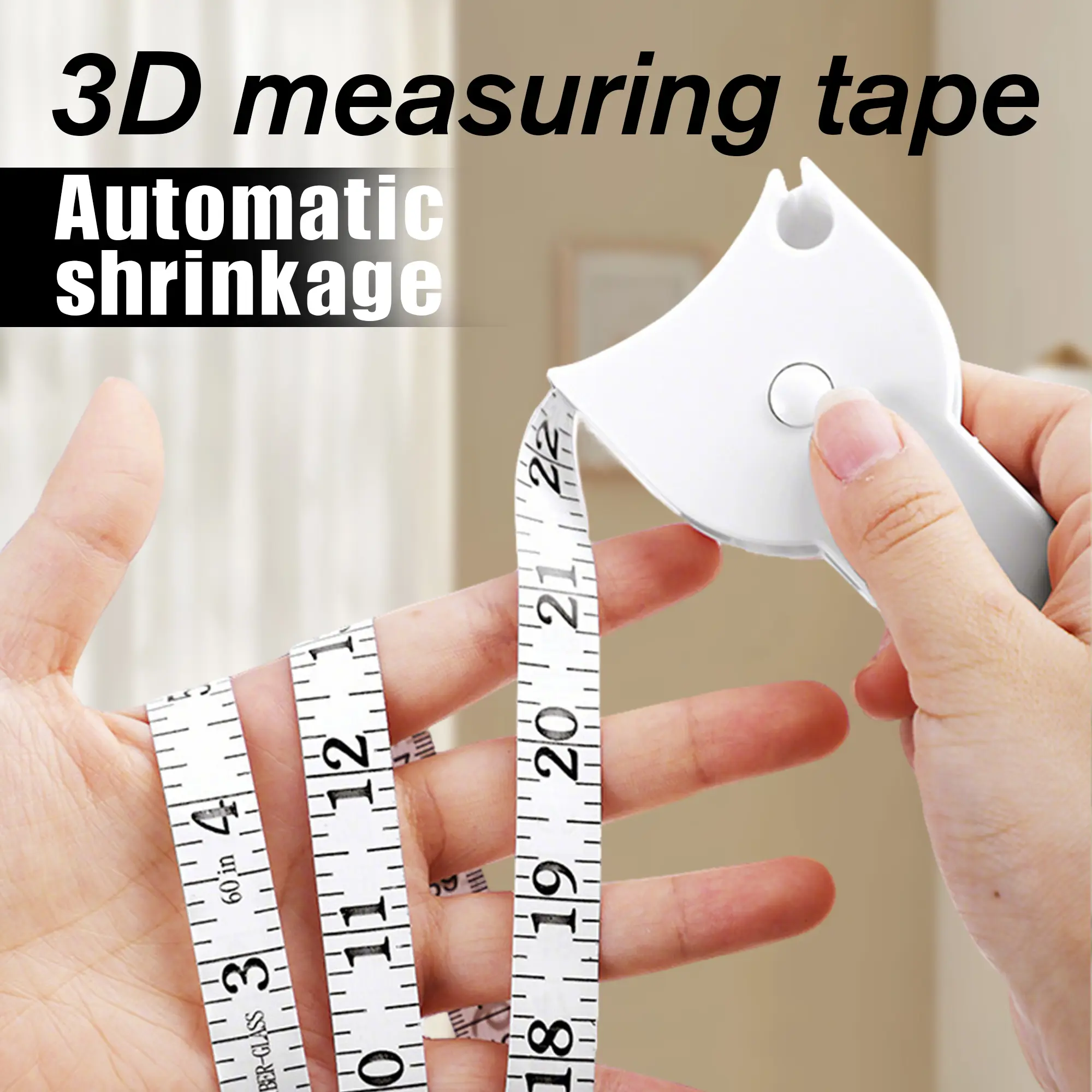 1 Count Auto-Retractable Body Measuring Tape, Space-Saving Portable for On-the-Go,Measure Clothing Body Sizes