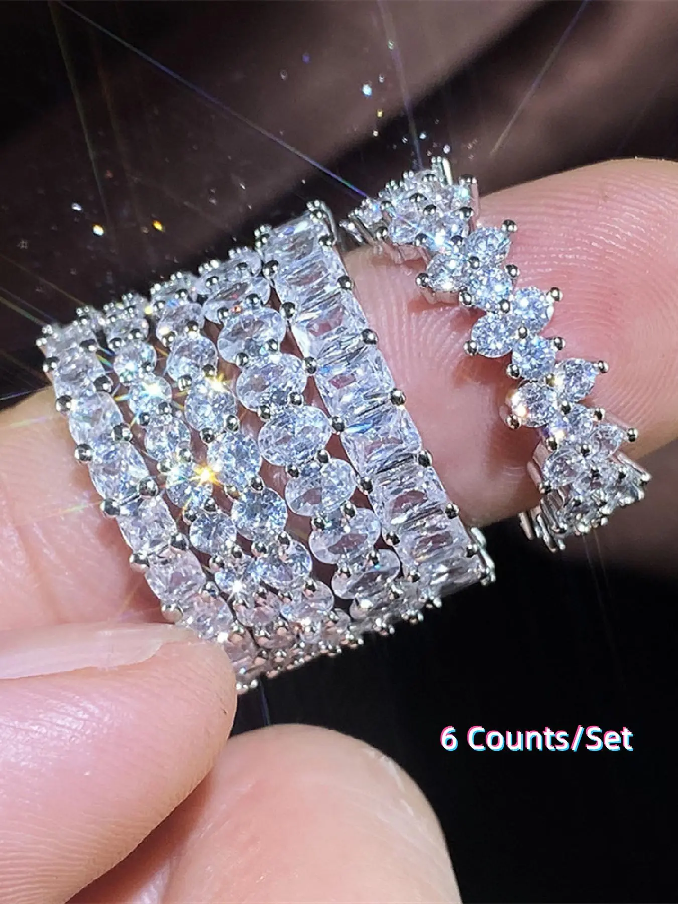 Geometric Rhinestone Decorated Ring, Fashion Accessories for Women & Girls, Simple Jewelry for Party, Daily Clothing Decor, Jewelry for Birthday Gift, Glittering Ring, Stackable Finger Rings, Stackable Rings, Fashionable Jewelry, Beautiful Rings