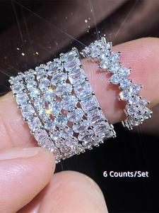 geometric rhinestone decorated ring, fashion accessories for women & girls, simple jewelry for party, daily clothing decor, trendy all-match & exquisite jewelry for birthday gift
