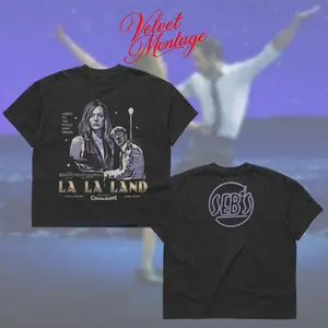 [VELVET] La La Land City of Stars Heavy Cotton Unisex Shirt Quentin Tarantino Movie Tshirt Vintage 90s Style Cinematic Graphic Tee For Film Fan Menswear Womenswear Direct-to-garment Breathable Printing