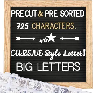 Changeable Felt Letter Board With 725 Pre-Cut & Sorted Letters, 10x10 Inch Message Board for First Day of School, Classroom Decor, Farmhouse Wall Decor Sign Board