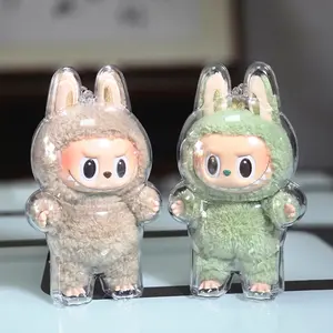 Protective Case Compatible with LABUBU Doll - Crystal-Clear Hard Display Box with  Dustproof Cover, Secure Backpack Hooks for Shelf/Outdoor Showcase (Doll Not Included)