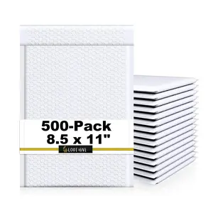 Loot Hive #2 Bubble Mailers 8.5x11" 500-Pack White Poly Padded Envelopes for Shipping Durable Protection Self-Sealing Tear Strip