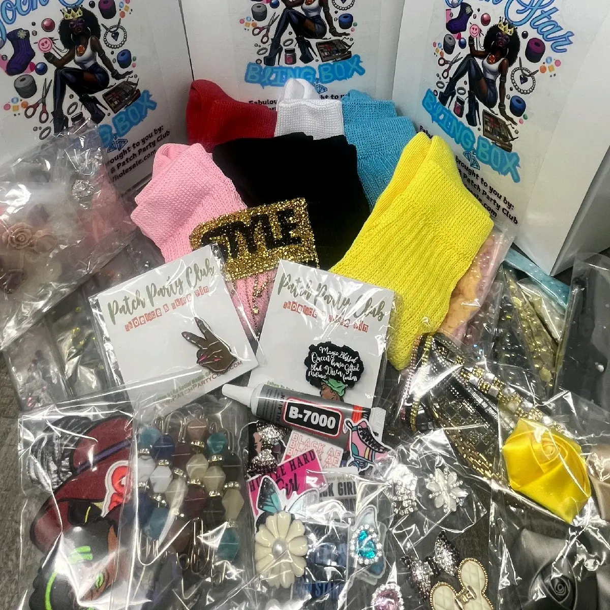 Sock Star Bling Box: Your All-In-One Accessories Customization Kit for Bling Socks, Trucker Hats, Jackets, and Clothing, Apparel, Crafts, DIY